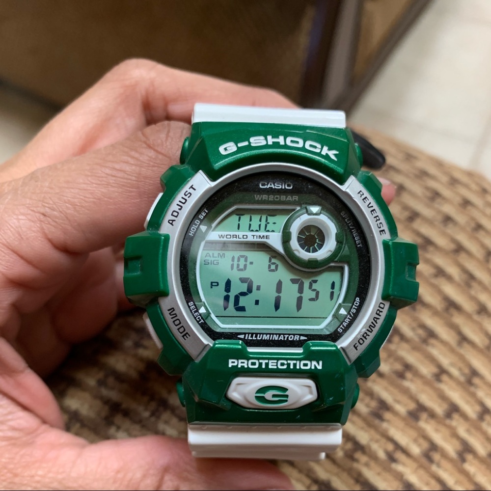 Men’s Green and White G-Shock Watch